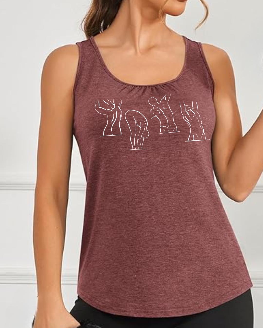 Pilates Line Art Racerback Tank Top: Moisture-Wicking Activewear