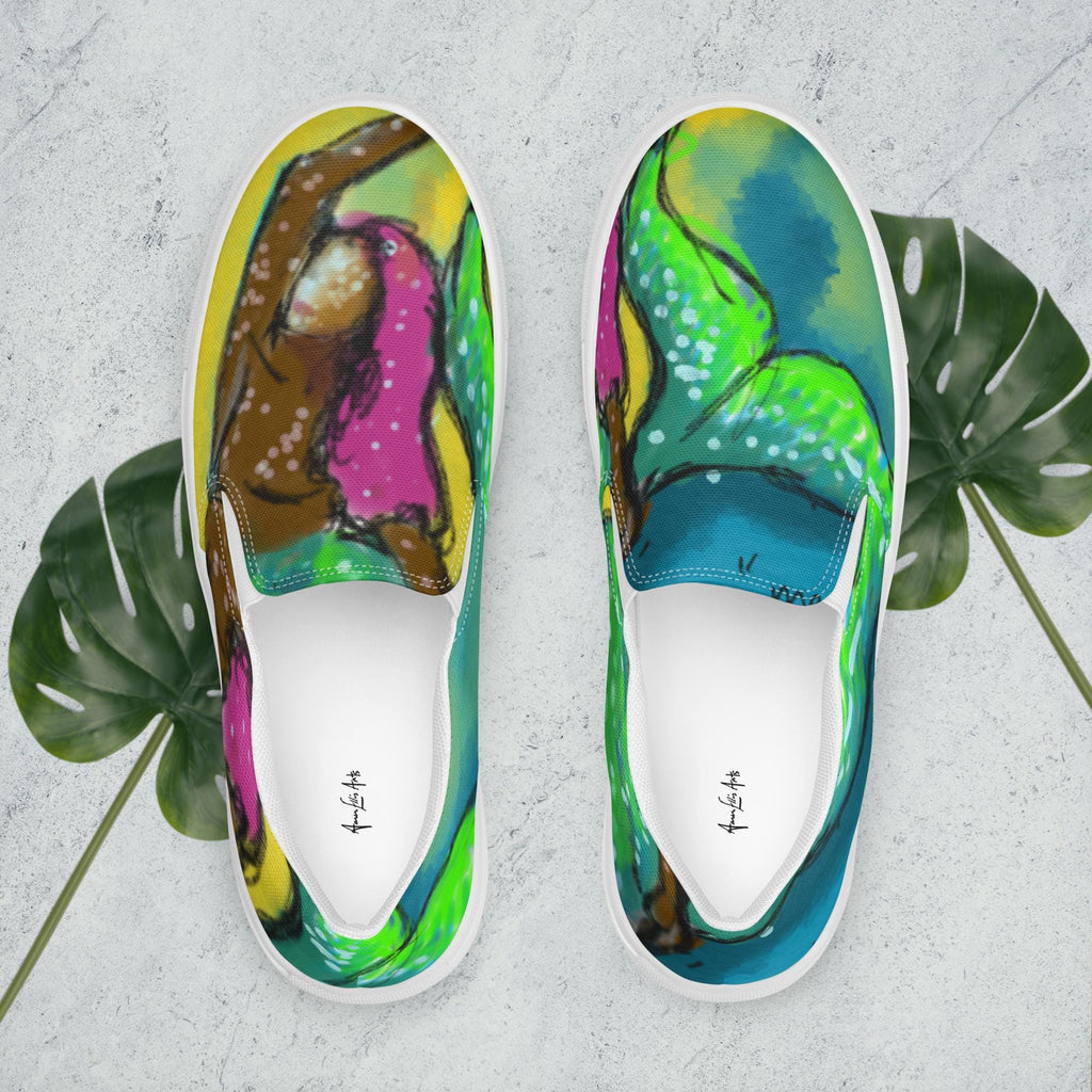 Womens Canvas Slip-On Shoes | Original Mermaid Art Design | Colorful Ocean-Inspired Sneakers